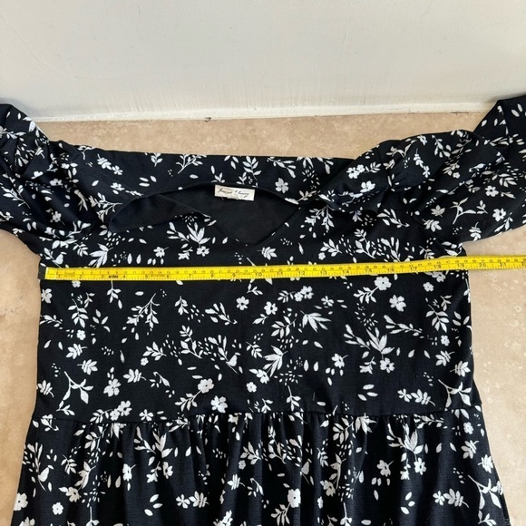 Jane and Delancey Black Floral Stretch High Waist A Line Midi Womens Size M - Picture 9 of 15